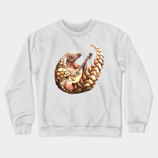 Pangolin playing the Mandolin Crewneck Sweatshirt by shiro